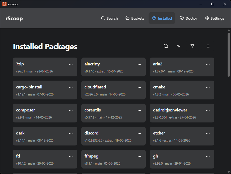Installed packages