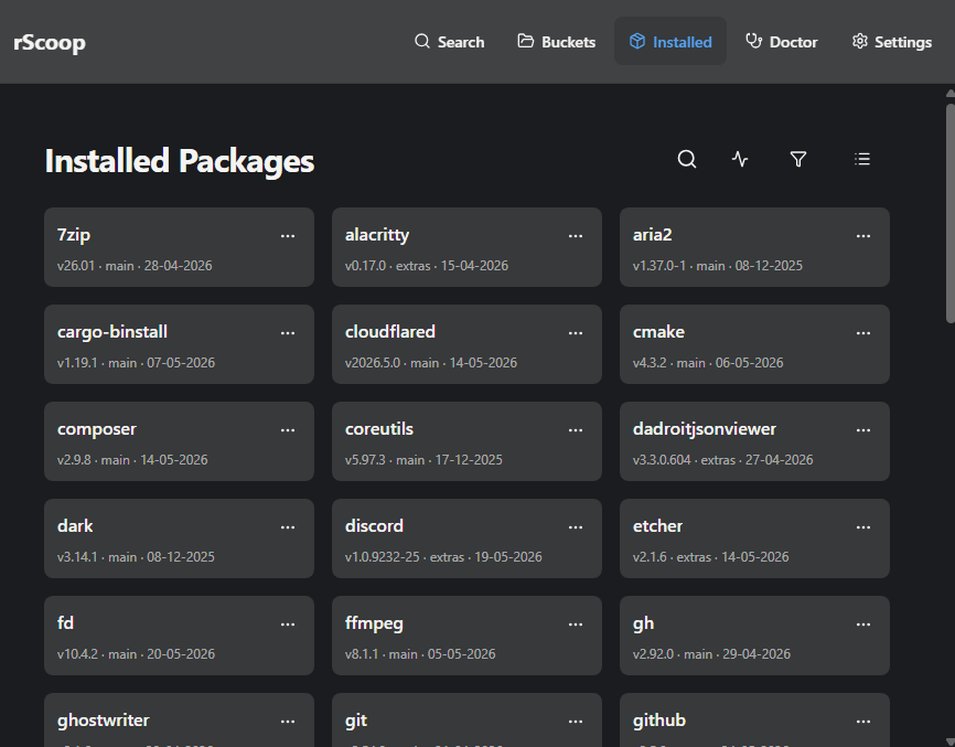 Installed packages